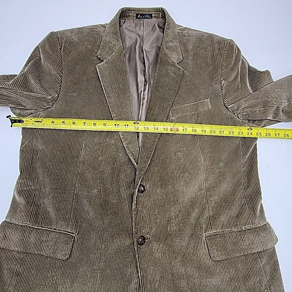 Norman Wells Blazer Jacket Beige Tan Corduroy Sportcoat Men Sz 46L Cord 2-Button